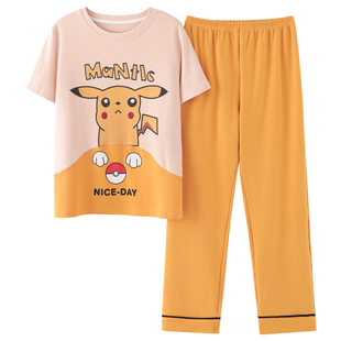 睡衣男夏季青少年短袖纯棉大童12岁男孩13初中生短衣长裤学生套装