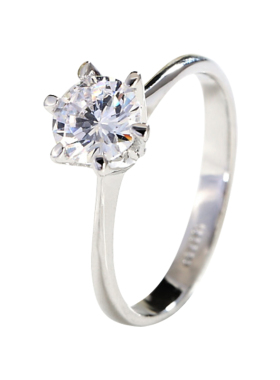 925纯银仿真钻石戒指18k求婚