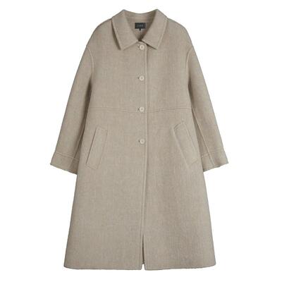 羊驼毛兔毛长款双面呢大衣ELLE