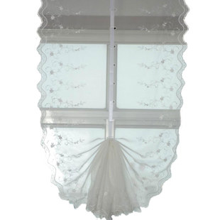 韩式田园客厅卧室窗帘窗纱帘纯白刺绣玫瑰升降帘气球帘罗马帘包邮