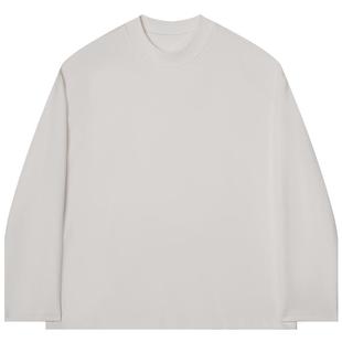 天丝棉磨毛纯色长袖打底衫宽松秋冬季休闲百搭通勤T恤青年上衣男