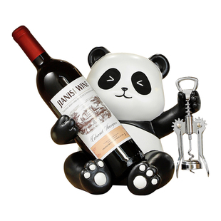 【开酒器】熊猫红酒架斜放摆件酒柜餐边柜书架装饰酒托杯架乔迁礼