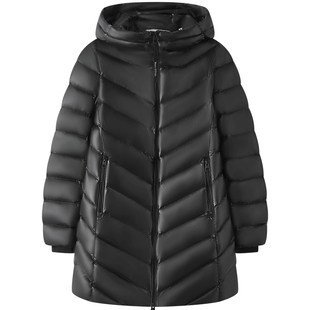 Marc O'Polo/MOP冬季新款气质白鸭绒时尚中长款收腰连帽女羽绒服