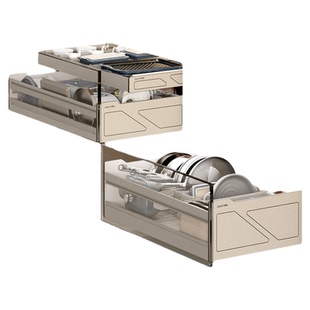 酷太厨房橱柜拉篮抽屉式锅具篮碗碟拉篮厨房收纳设计四代魔法抽