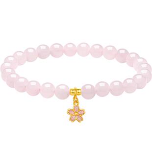 周六福5d硬金手串女桃花芙蓉石定价黄金手链童心未泯系列送礼物