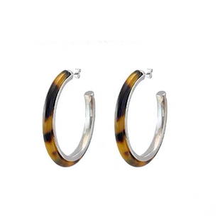 「青芥」复古港风玳瑁豹纹圈圈耳环个性气质高级感耳饰无耳洞耳夹