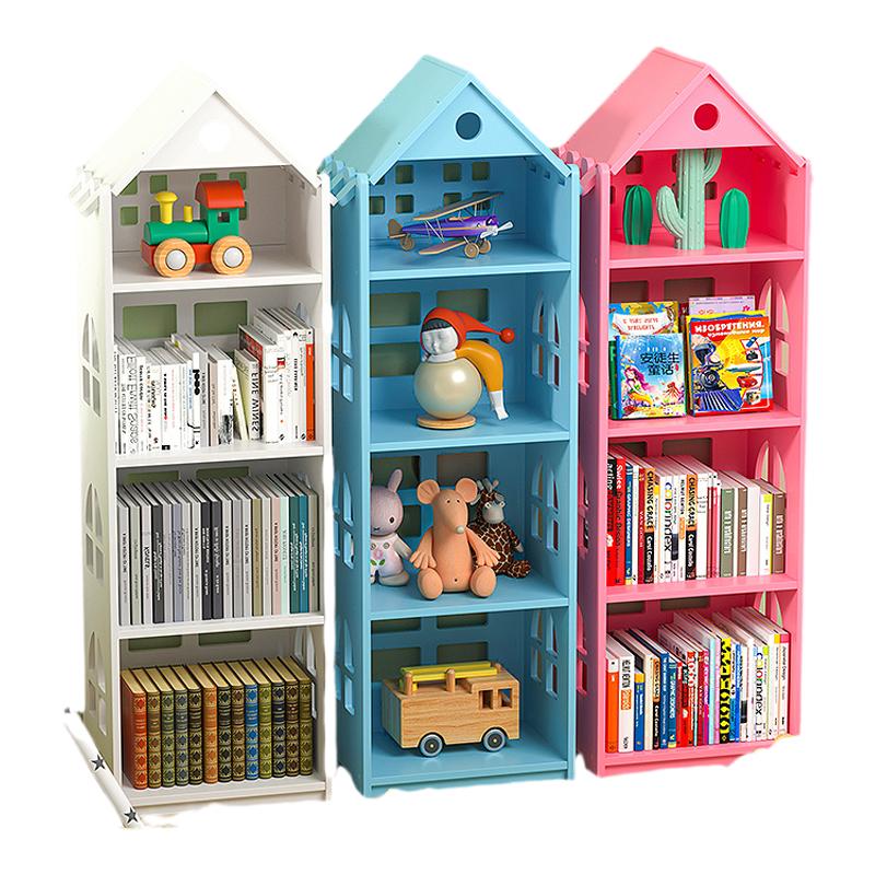 办公室书本落地简易卡通玩具卧室家用图书收纳书柜架幼儿园绘本架
