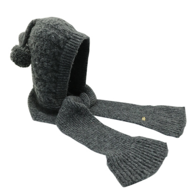 韩版蓝色针织巴拉克拉法帽女款冬