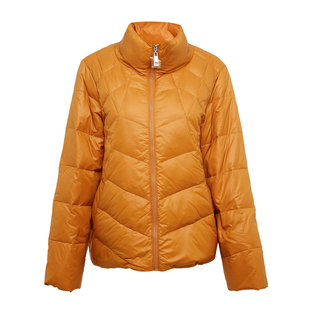 XINSILU新思路女装专柜冬装时尚桔黄色立领简约茧型百搭女羽绒服