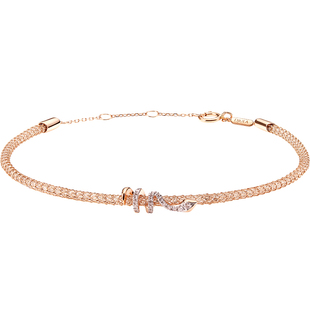 【明星同款】DJULA茱蕊 星耀系列18K金镶钻蛇形吊坠玫瑰金手链