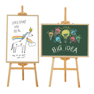 齐富小黑板家用教学可擦实木支架式白板写字板可折叠儿童画板粉笔练字涂鸦告示留言板摆摊店铺用广告牌展示架