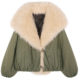 落落狷介 羽绒服女款冬季2025新款大毛领狐狸毛短款外套加厚保暖