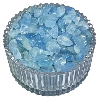 天然高透海蓝宝碎石无注胶无优化