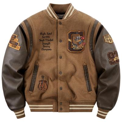 美式刺绣加厚羊毛呢棒球服棉衣