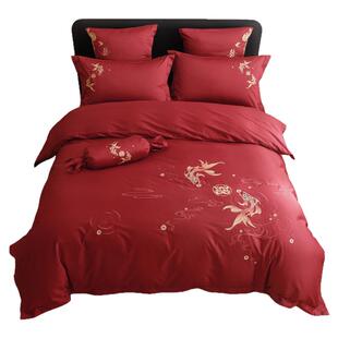 囍结连理中式婚庆红色年轻人结婚四件套全棉纯棉高端大气婚房陪嫁