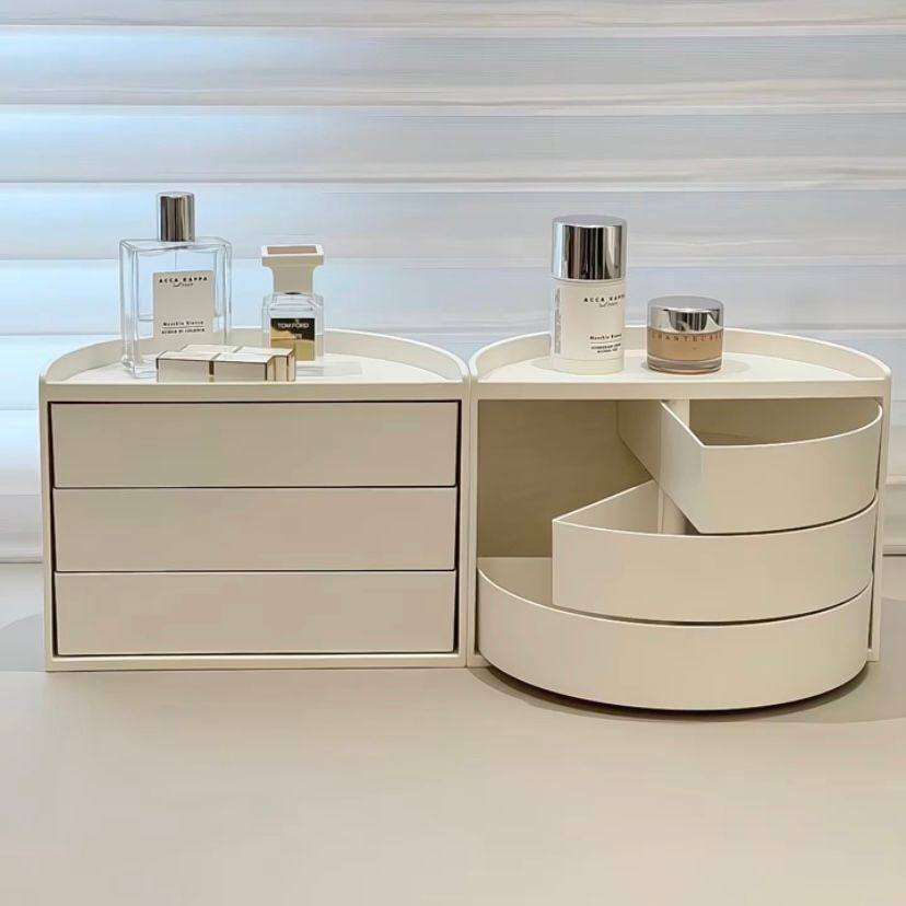 旋转化妆品收纳盒半圆防尘首饰整理盒梳妆台多层储物盒桌面置物架