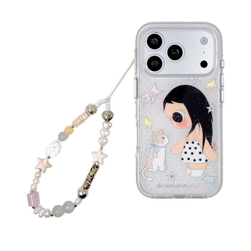 kaia 可爱波点小玉yuy猫咪适用苹果18promax手机壳iphone17pro新款13女16pro带链条15pro全包防摔双层手机套