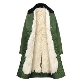 羊皮军棉绿大衣男皮毛一体冬季长款加绒加厚防寒老式东北羊毛棉袄