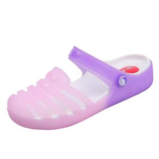 果冻渐变2024百搭洞洞鞋女夏厚底防滑沙滩鞋薄款拖鞋外穿包头凉鞋