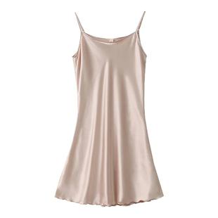 睡衣女夏天冰丝吊带裙性感睡裙高级感美背肩带大码宽松短裙家居服