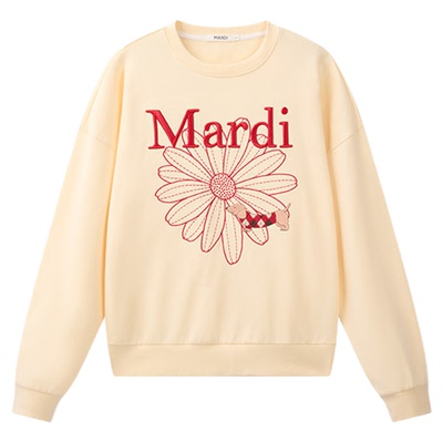MardiLadin2026新款秋季小雏菊圆领长袖韩系松弛感卫衣外套女款