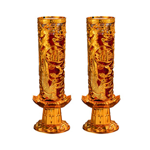 龙凤无烟过年用水晶蜡烛春节拜神供佛红色乔迁结婚供奉家用酥油灯