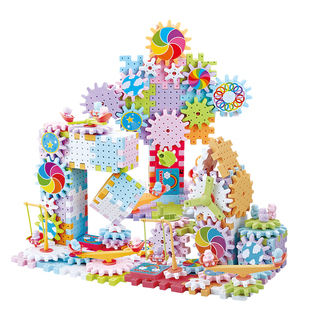 电动百变齿轮积木旋转拼装益智拼插大颗粒儿童玩具男女孩生日礼物