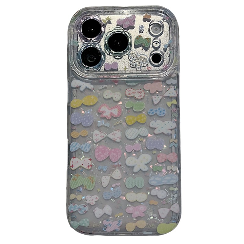 适用苹果系列iPhone17新款手机壳13promax16promax可爱马卡龙蝴蝶结15promax14promax全包花朵镜框网红保护套