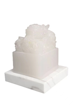 北欧大理石客厅白色玉玺摆件