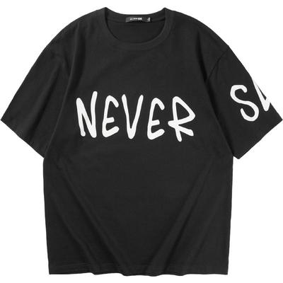 黑鲸slogan印花圆领短袖T恤