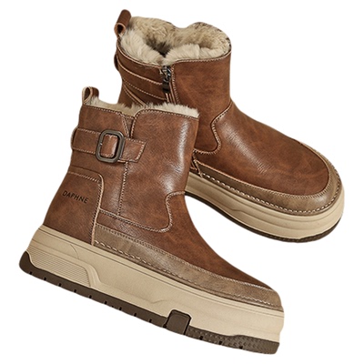 达芙妮保暖厚底加绒女雪地靴