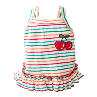 狗狗衣服2026新款樱桃红色狗狗裙子春秋泰迪衣服狗狗背心薄款