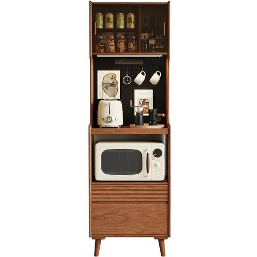 莱舍实木餐边柜小户型高柜靠墙一体厨房储物柜置物柜窄边型收纳柜