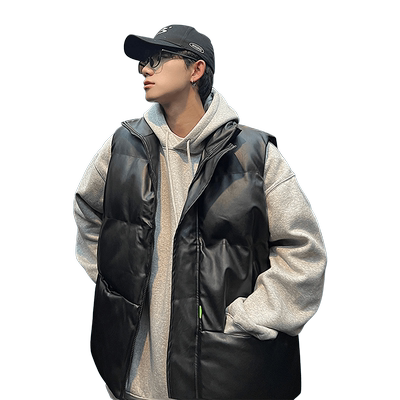 pu皮马甲棉衣冬季保暖羽绒棉袄