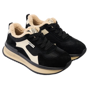 fed加绒阿甘鞋冬季新款女鞋厚底休闲鞋拼色德训鞋女款S1025-ZC729