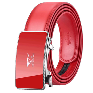 七匹狼皮带新年真皮男士红裤带本命年送礼2026马年属马红色腰带