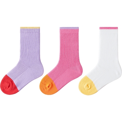 【3双装】迷你巴拉巴拉春秋款儿童棉弹透气抑菌中筒袜宝宝外出袜