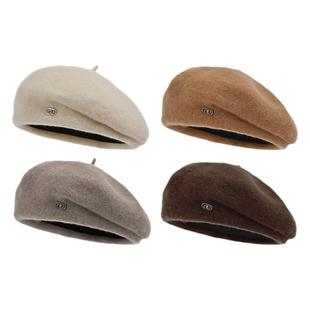 2025新款毛呢贝雷帽子女秋冬美拉德法式复古画家帽显脸小云朵帽