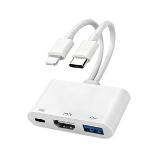 适用苹果转hdmi转换器lightning转hdmi转接头typec拓展坞手机ipad平板iphone电视显示器高清视频线投影仪投屏