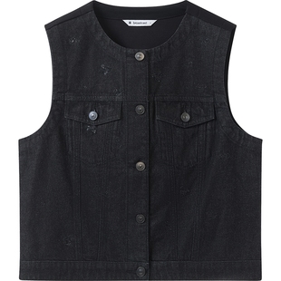 播商场同款复古叠穿牛仔马甲女25早秋新品时髦上衣BDS3MD3176