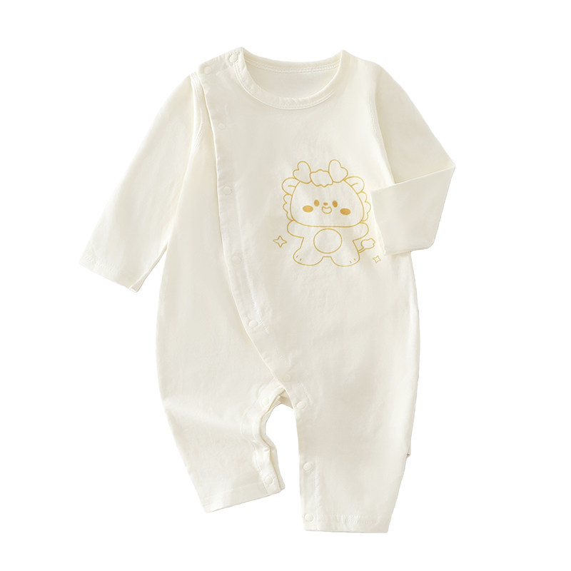 婴幼儿衣服早秋纯棉薄款夏季长袖空调服护肚睡衣小月龄宝宝连体衣