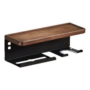 黑胡桃木吹风机置物架卫生间免打孔浴室洗漱台纸巾盒极简墙上收纳