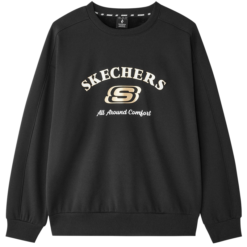 红色战袍斯凯奇冬男女款加绒保暖印花卫衣上衣时尚百搭长袖打底衫