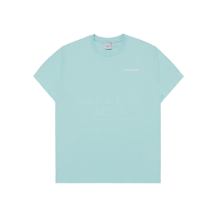 ADLV字母LOGO图案短袖T恤度假风男女款正肩印花夏季潮流上衣韩系