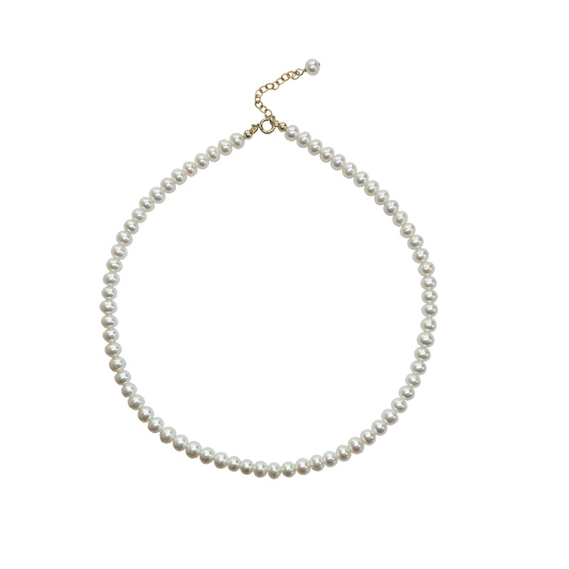 CECILIA经典赫本款天然小粒珍珠14k包金项链锁骨链气质chocker女