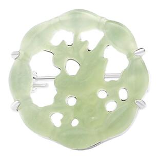 炙真银楼春意闹·胸针女999纯银新中式玉石胸花精致国风胸徽配饰