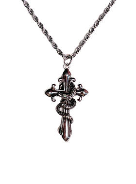 小众复古灵蛇鸢福十字架吊坠项链