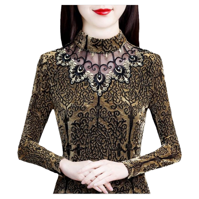 内搭打底衫女秋冬蕾丝时尚洋气潮