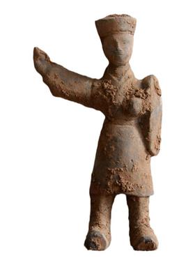 陶器陶俑仿汉俑创意摆件北魏陶俑博古架摆件复古工艺品古玩收藏品