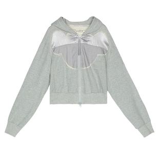 谜底连帽卫衣外套女2025春季新品花灰色开衫休闲上衣女251MV0012